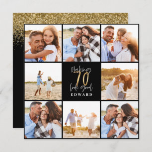 70th birthday modern black and gold photo collage