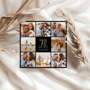 70th birthday modern black and gold photo collage