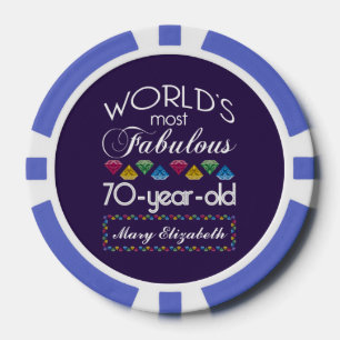 70th Birthday Most Fabulous Colorful Gems Purple Poker Chips