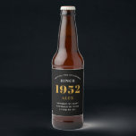 70th Birthday Name 1952 Black Elegant Chic Beer Bottle Label<br><div class="desc">A personalised elegant beer label that is easy to customise for that special occasion.</div>