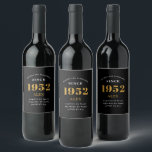70th Birthday Name 1952 Black Gold Elegant Chic Wine Label<br><div class="desc">A personalised elegant wine label that is easy to customise for that special occasion.</div>