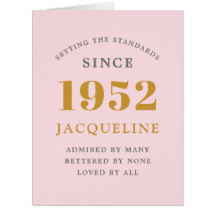70th Birthday Name 1952 Pink Elegant Chic Card 