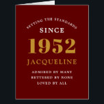 70th Birthday Name 1952 Red Gold Elegant Card<br><div class="desc">A personalised chic birthday card that is easy to customise for that special occasion.</div>