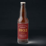 70th Birthday Name 1952 Red Gold Elegant Chic Beer Bottle Label<br><div class="desc">A personalised elegant beer label that is easy to customise for that special occasion.</div>