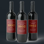 70th Birthday Name 1952 Red Gold Elegant Chic Wine Label<br><div class="desc">A personalised elegant wine label that is easy to customise for that special occasion.</div>