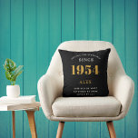 70th Birthday Name 1954 Black Gold Elegant Chic Cushion<br><div class="desc">70th Birthday Special 1954 Born Black Gold Chic Elegant Throw Pillow - Perfect for Home Décor. Celebrate your 70th milestone with our Black Gold Elegant Chic Throw Pillow. This artistically designed pillow is not just a cushion, but a tribute to your golden journey since 1954. Crafted with style and elegance,...</div>