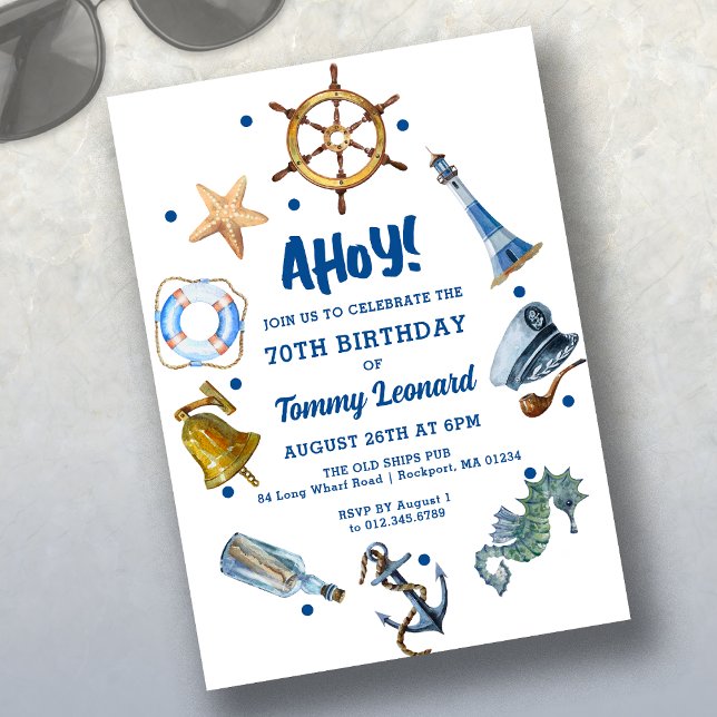 70th Birthday Nautical Summer 2024 Invitation (Creator Uploaded)