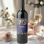 70th birthday navy blue gold stars photo wine label<br><div class="desc">70th Birthday Navy Blue & Gold Stars Custom Photo Wine Label Celebrate 70 in sparkling style! This elegant uneven coloured navy blue wine label with faux gold stars is the perfect personalised touch for your milestone celebration. Featuring space for your custom photo, name, and party details, it turns any bottle...</div>