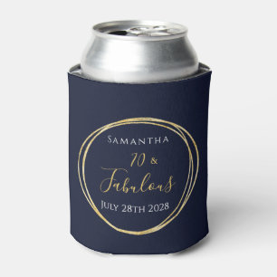 70th Birthday Navy Gold Personalised Party Favour Can Cooler