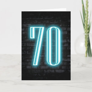 70th Birthday Neon Sign on Brick  Card