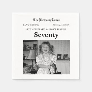70th Birthday Newspaper Paper Napkins
