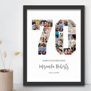 70th Birthday Number 70 Custom Photo Collage Poster