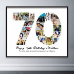 70th Birthday Number 70 Photo Collage Anniversary<br><div class="desc">Mark seventy years of wonderful memories and adventures with this captivating 70th Birthday Number Photo Collage. This customisable template is the perfect blend of creativity and sentiment, allowing you to create a truly memorable gift for your loved one's special day. Capture the essence of ten incredible years in a single...</div>