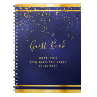 70th Birthday Party 70 dark blue gold guest book