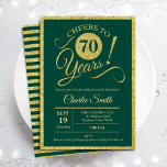 70th Birthday Party - ANY AGE Gold Green Invitation<br><div class="desc">70th birthday party invitation for men or women. Elegant invite card in green with faux glitter gold foil. Features typography script font. Cheers to 70 years! Can be personalised into any year. Perfect for a milestone adult bday celebration.</div>