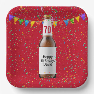 70th Birthday Party Beer Bottle Paper Plate