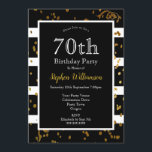 70th Birthday Party Black and White | Gold Glitter Invitation<br><div class="desc">70th Birthday Party| Black and White With Gold Glitter Design. This is a template ready for you to add your party details to .</div>