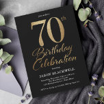 70th Birthday Party Black & Gold<br><div class="desc">70th birthday party invitation in black and gold</div>
