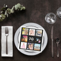 70th birthday party black photo collage name