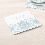 70th Birthday Party Blue White Snowflake Custom Paper Coaster<br><div class="desc">Very elegant blue watercolor snowflakes create a pretty border along the bottom of this birthday custom paper plate. Modern and minimalist design has an open and airy feel. The contemporary aesthetic will appeal to people of all ages.</div>