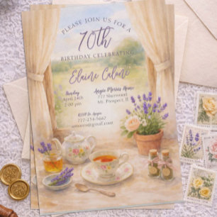 70th Birthday Party - Delightful Tea Party Invitation