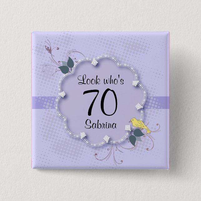 70th Birthday Party | DIY Text 15 Cm Square Badge (Front)