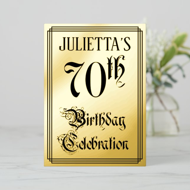 70th Birthday Party — Elegant Script + Custom Name (Standing Front)