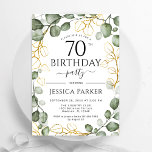 70th Birthday Party Eucalyptus Watercolor Invitation<br><div class="desc">Elegant botanical 70th birthday party invitation. Classy design features hand painted watercolor greenery eucalyptus wreath foliage and script font.  Printed Zazzle invitations or instant download digital printable template. Personalise with your own details. Message me if you need further customisation.</div>
