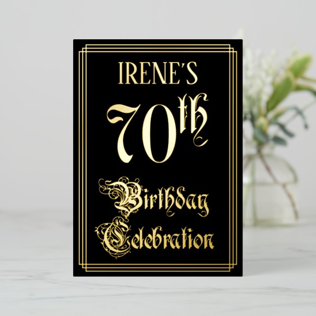 70th Birthday Party — Fancy Script & Custom Name (Standing Front)