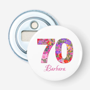 70th birthday party floral colorful bottle opener