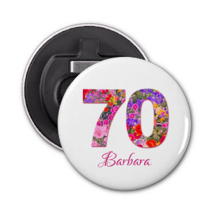 70th birthday party floral colourful bottle opener