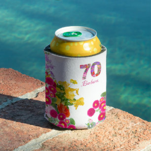 70th birthday party flower bouquet can cooler