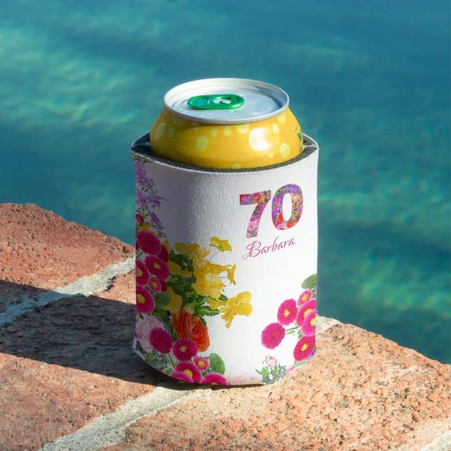 70th birthday party flower bouquet can cooler (In Situ Pool)