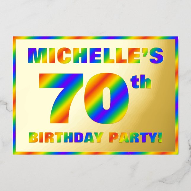 70th Birthday Party — Fun, Rainbow Spectrum “70” (Front)