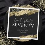 70th Birthday Party Gold Black Look Who's Napkin<br><div class="desc">Elegant Faux gold foil paint splatters design. All text is adjustable and easy to change for your own party needs. Great elegant 70th birthday template design. Fancy Birthday party Napkins. Black and gold</div>