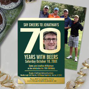 70th Birthday party golf beers green gold photos