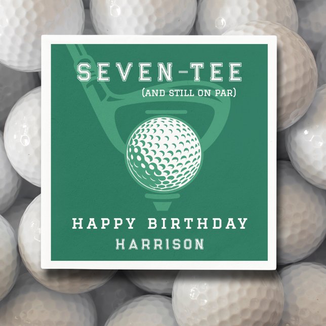 70th Birthday Party Golf Theme Modern Green Napkin (Creator Uploaded)