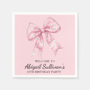 70TH Birthday Party Golf Theme Pink Bow Golf Ball Napkin