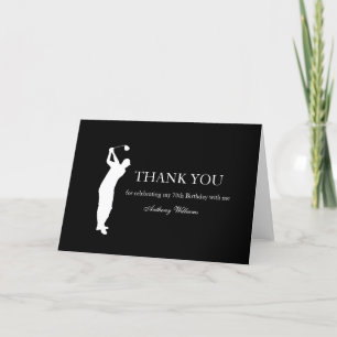 70th Birthday Party Golfer Black Par Seventieth  Thank You Card