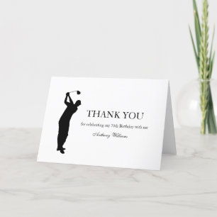 70th Birthday Party Golfer Black Par Seventieth Thank You Card