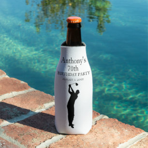 70th Birthday Party Golfer Elegant Par Seventieth Bottle Cooler
