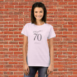 70th Birthday Party Grey Script Pink T-Shirt<br><div class="desc">Turning 70 is a milestone worth celebrating! Discover how our Grey Script Pink 70th Birthday Party T-Shirt effortlessly combines style and comfort, making it the perfect attire to mark this special occasion. Whether you're hosting a party or attending as a guest, this must-have shirt will keep you looking cool and...</div>