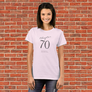 70th Birthday Party Grey Script Pink T-Shirt