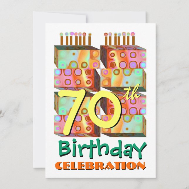 70th Birthday Party Invitation Candles & Gifts (Front)