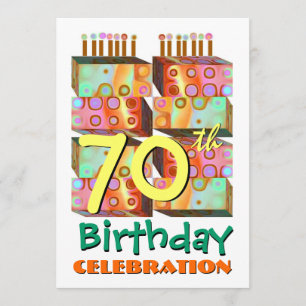 70th Birthday Party Invitation Candles & Gifts