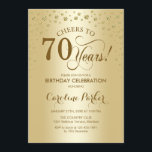70th Birthday Party Invitation - Gold<br><div class="desc">70th Birthday Party Invitation.
Elegant design with faux glitter gold. Cheers to 70 Years! Message me if you need further customization.</div>