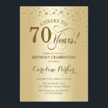 70th Birthday Party Invitation - Gold<br><div class="desc">70th Birthday Party Invitation.
Elegant design with faux glitter gold. Cheers to 70 Years! Message me if you need further customization.</div>