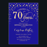 70th Birthday Party Invitation - Gold Royal Blue<br><div class="desc">70th Birthday Party Invitation.
Elegant design with faux glitter gold and royal blue. Cheers to 70 Years! Message me if you need further customization.</div>