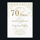 70th Birthday Party Invitation - Gold White<br><div class="desc">70th Birthday Party Invitation.
Elegant design with faux glitter gold and white. Cheers to 70 Years! Message me if you need further customization.</div>
