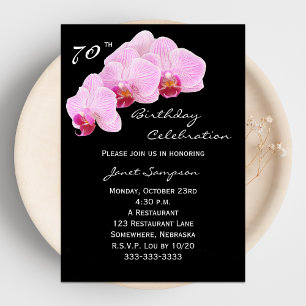 70th Birthday Party Invitation Orchids